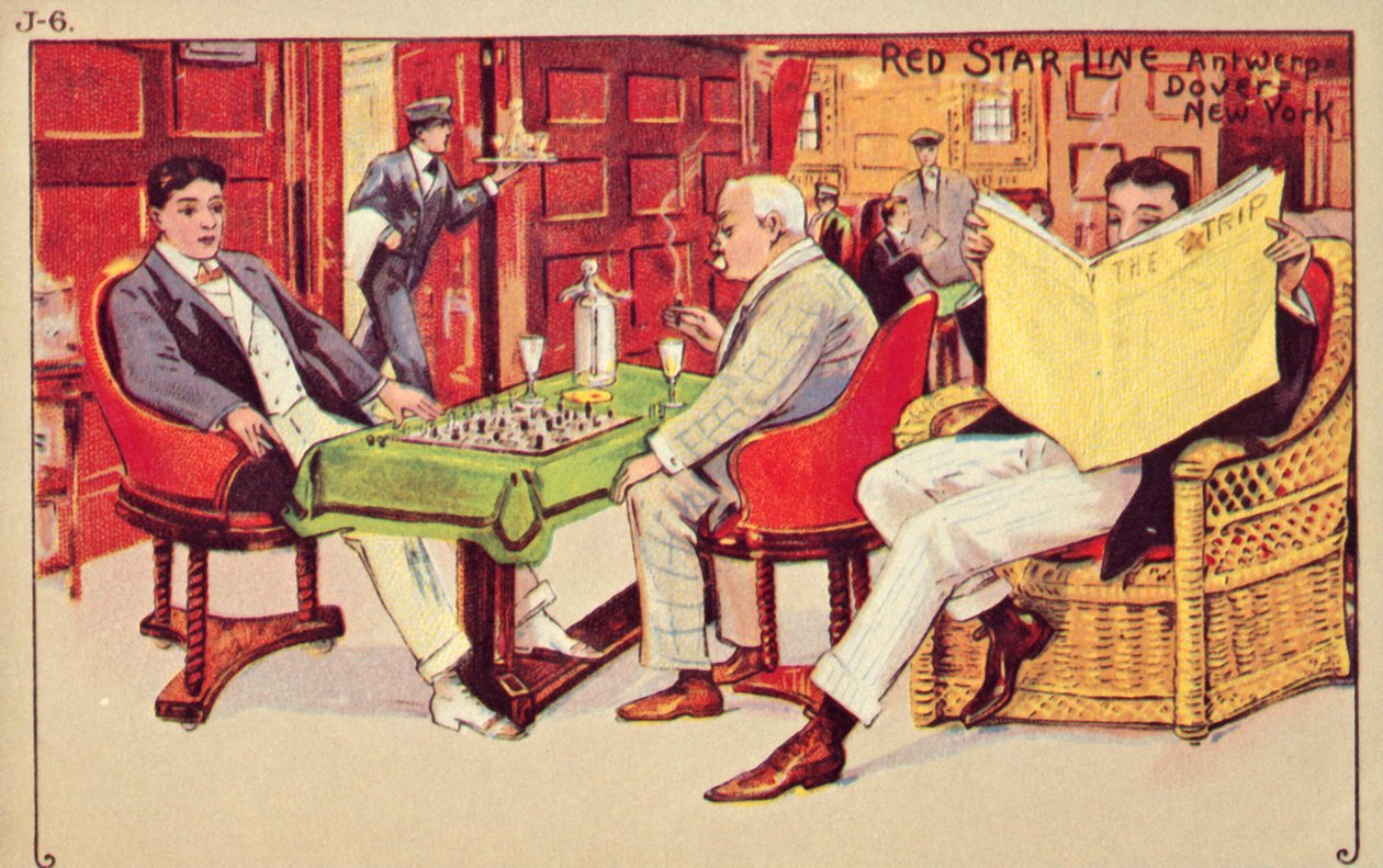 Passagerer slapper af om bord på en Red Star-line, 1907. af Unbekannt