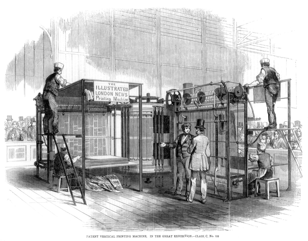 Patent lodret trykmaskine, Great Exhibition, London, 1851 af Unbekannt
