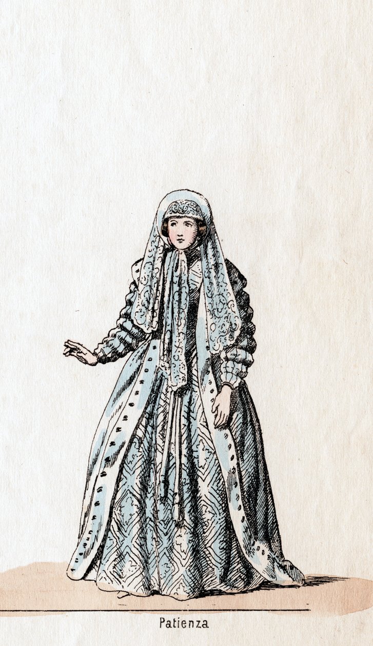 Tålmodighed, kostumedesign til Shakespeares skuespil, Henry VIII, 1800-tallet af Unbekannt