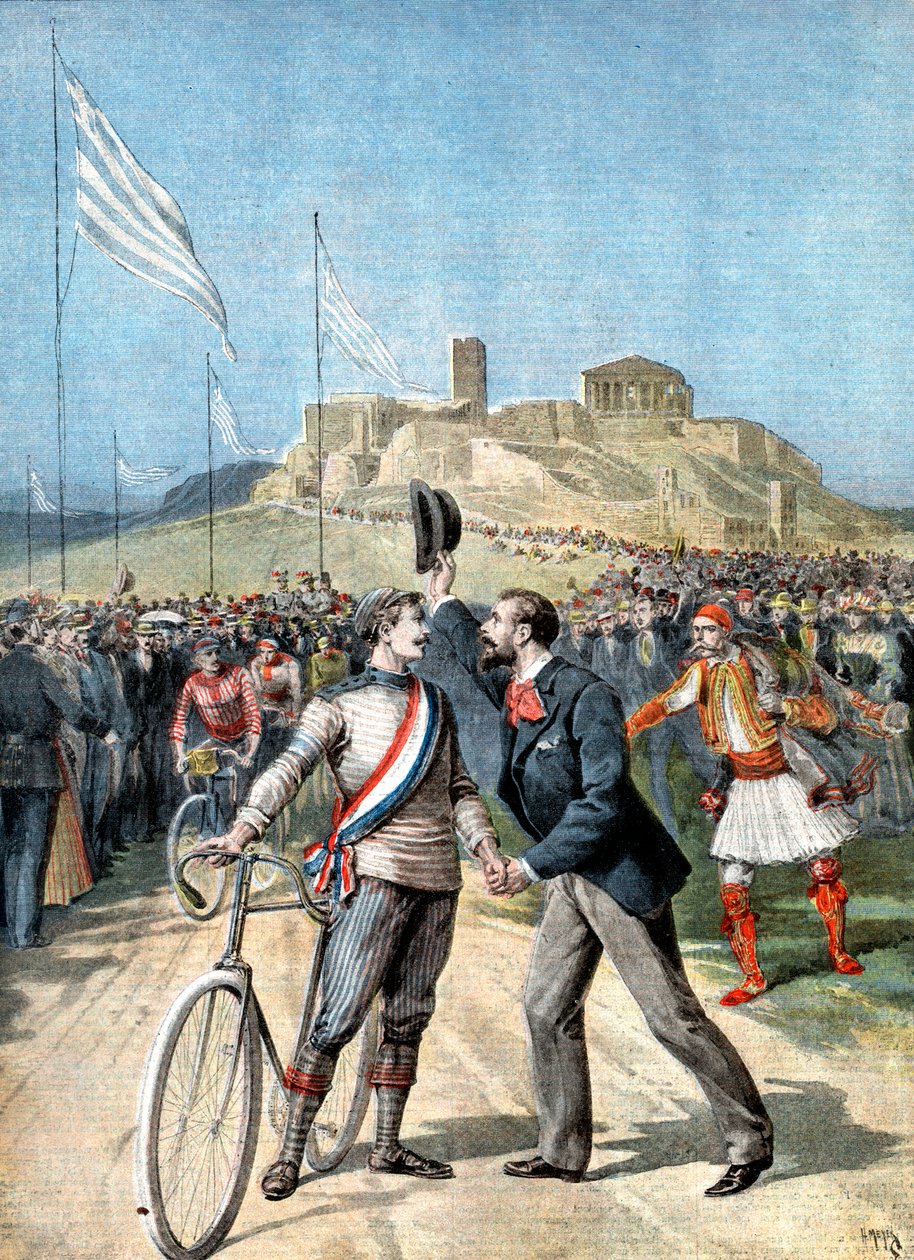 Paul Masson, vinder af en cykelbegivenhed ved De Olympiske Lege, Athen, 1896 af Unbekannt