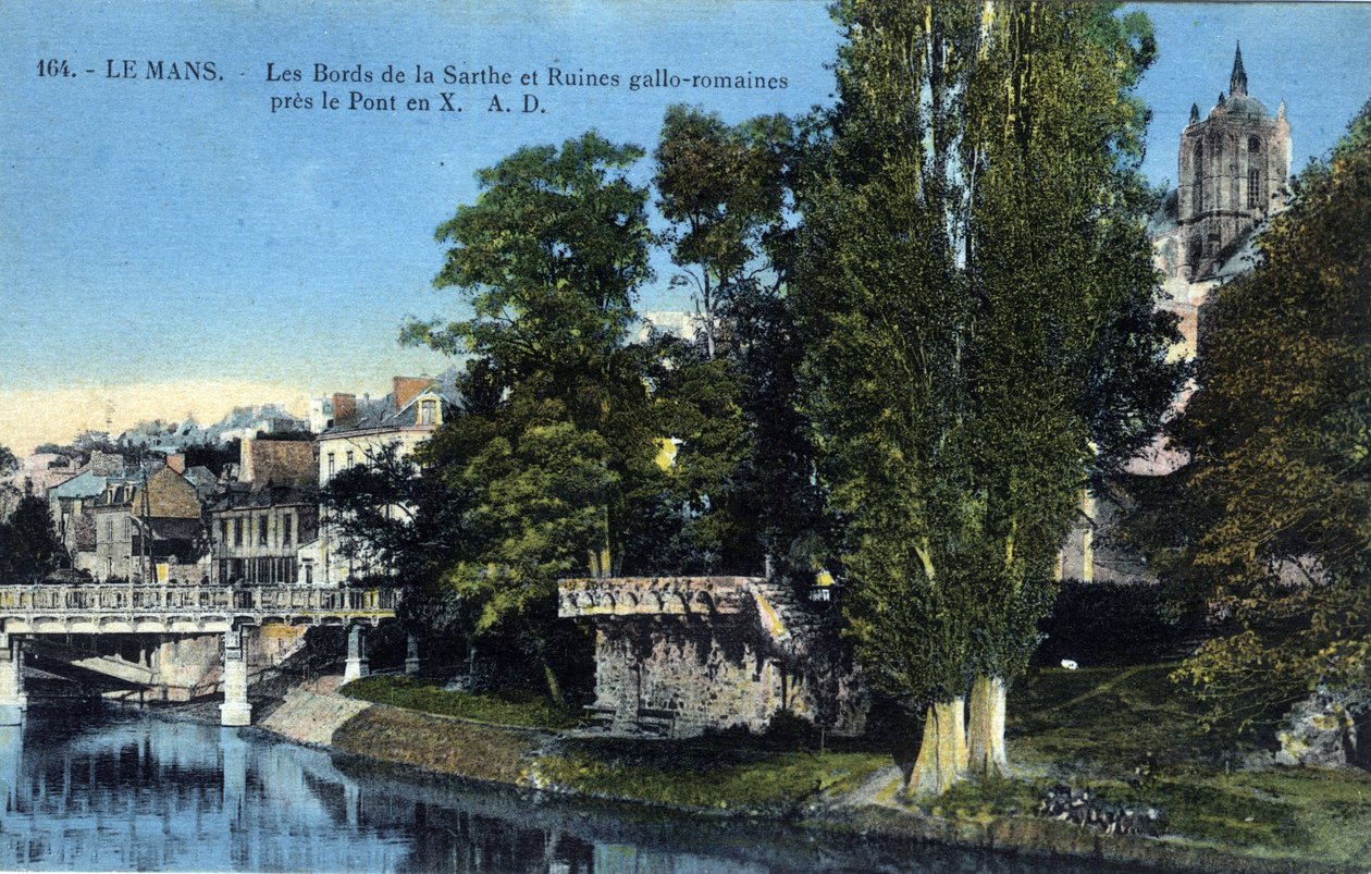 Pays de la Loire, Sarthe (72), Le Mans: bredden af Sarthe og de romerske gallo-ruiner nær "X-broen"" - Postkort slutningen af det 19.-20. århundrede af Unbekannt