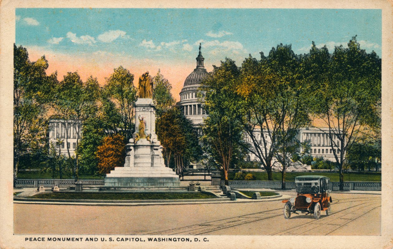 Fredsmonument og U.S. Capitol, Washington, DC, c1910 af Unbekannt