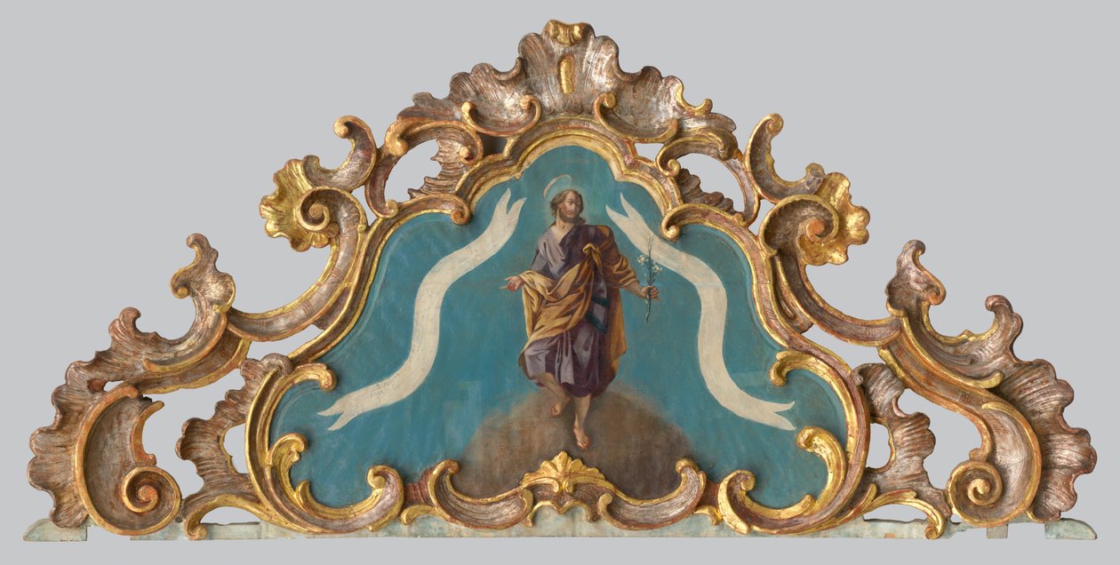 Pediment af et alter med en figur af en helgen af Unbekannt