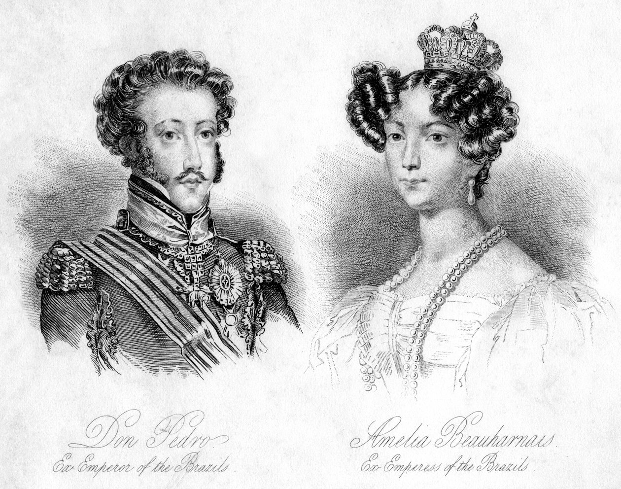 Pedro I, kejser af Brasilien og prinsesse Amelie af Leuchtenberg af Unbekannt