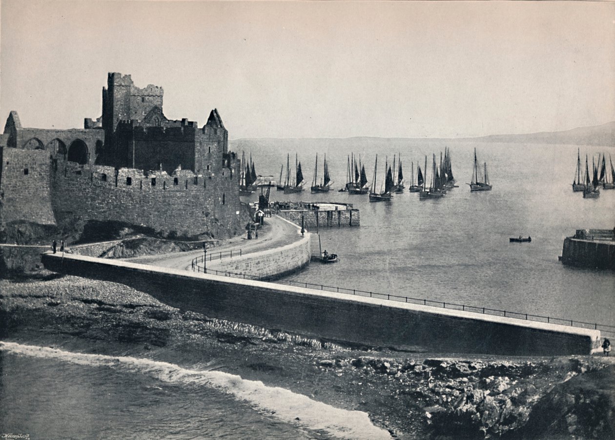 Peel - Det gamle slot og havnen, 1895 af Unbekannt