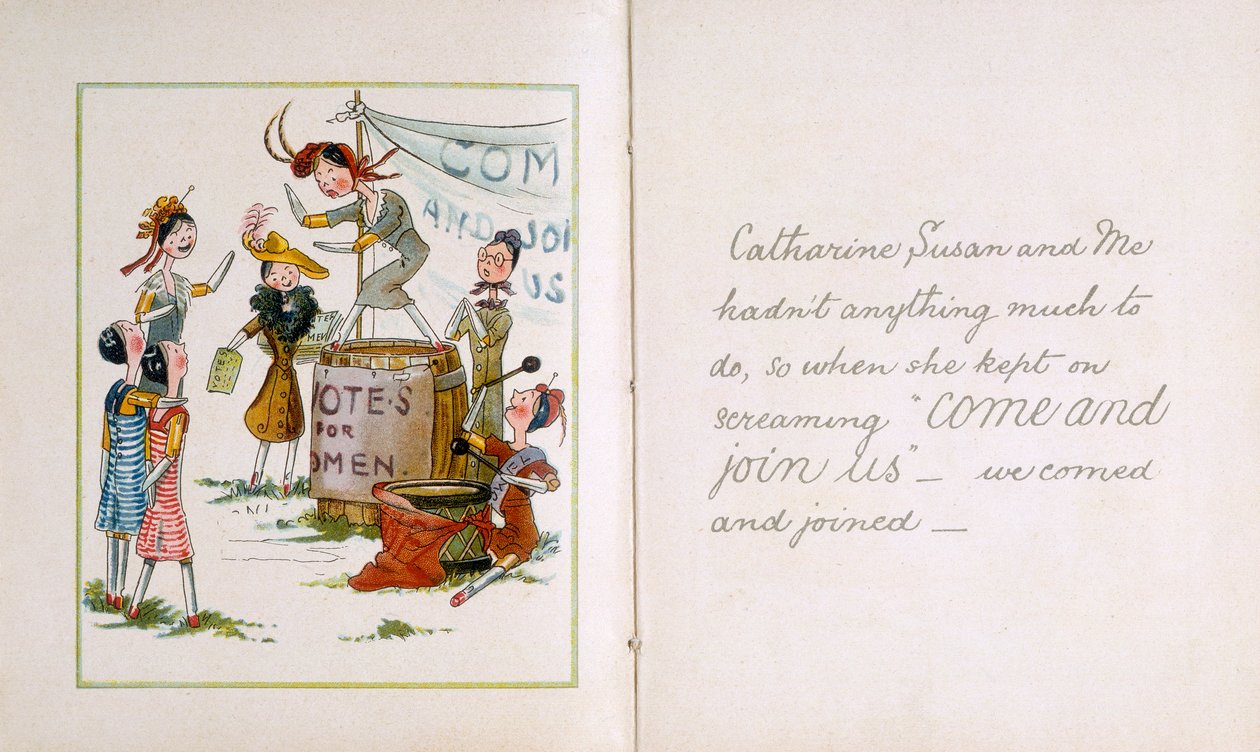 Pløkkedukker ved et suffragettemøde, c1910 af Unbekannt