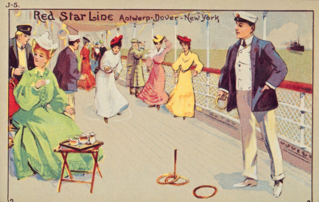 Peg står om bord på et Red Star Line-passagerskib, 1907. af Unbekannt
