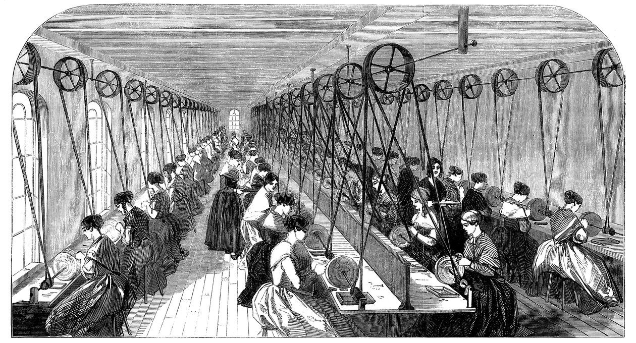 Penslibningsrum, Hanks, Wells & Cos fabrik, Birmingham, West Midlands, 1851 af Unbekannt