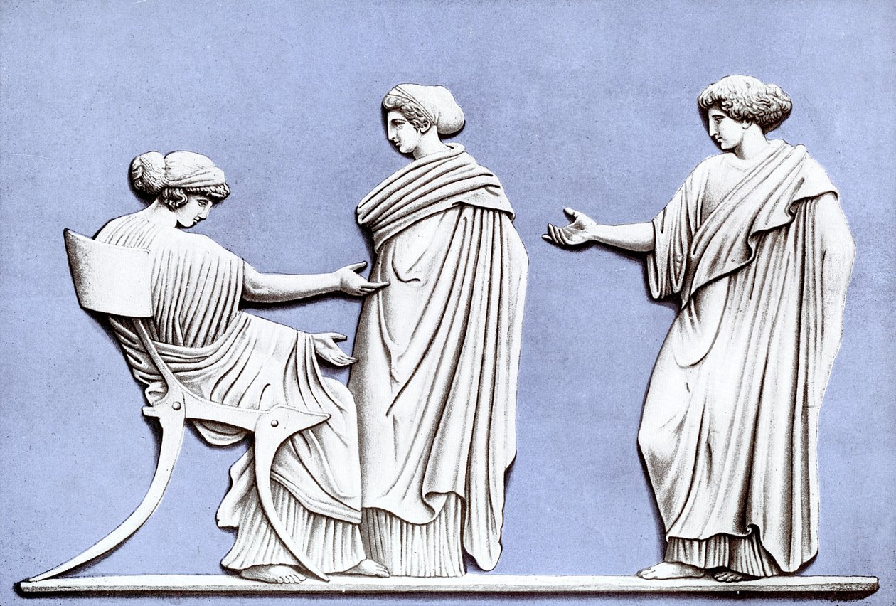 Penelope and Maidens, Wedgwood plakette, 1700-tallet, c1920 af Unbekannt