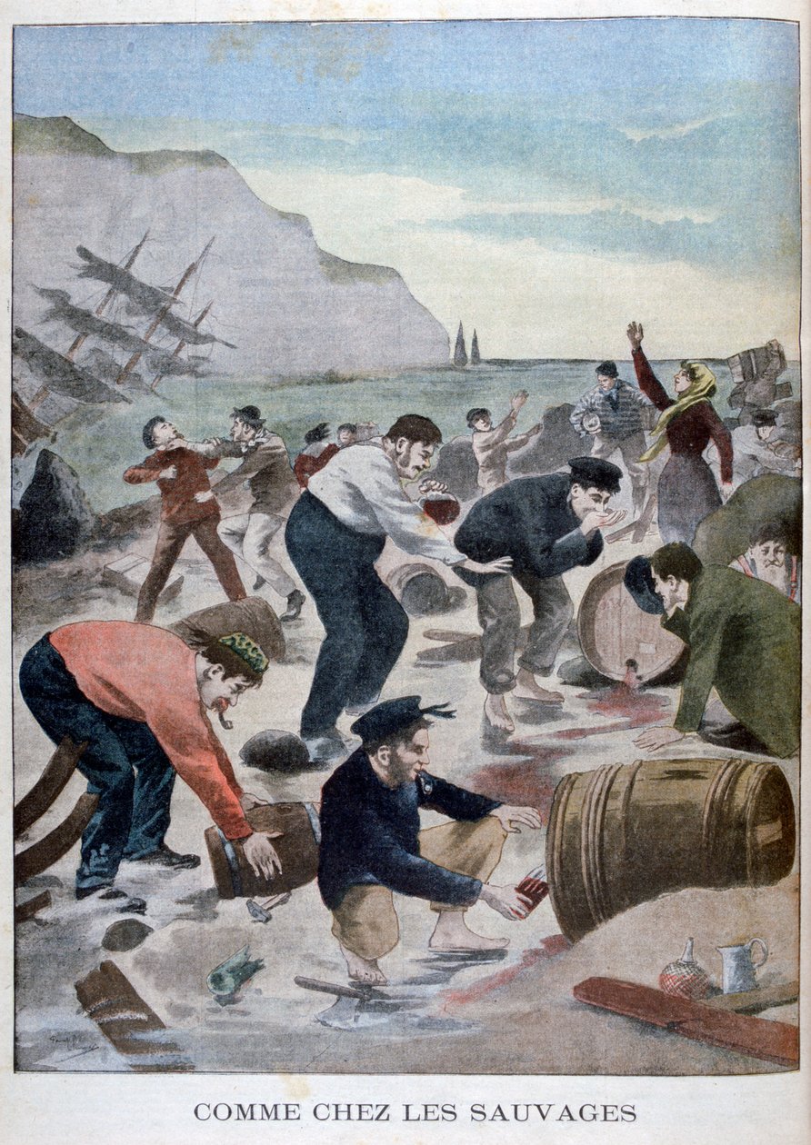 Mennesker, der bjærger genstande fra et skibsvrag på Isle of Wight, 1902 af Unbekannt