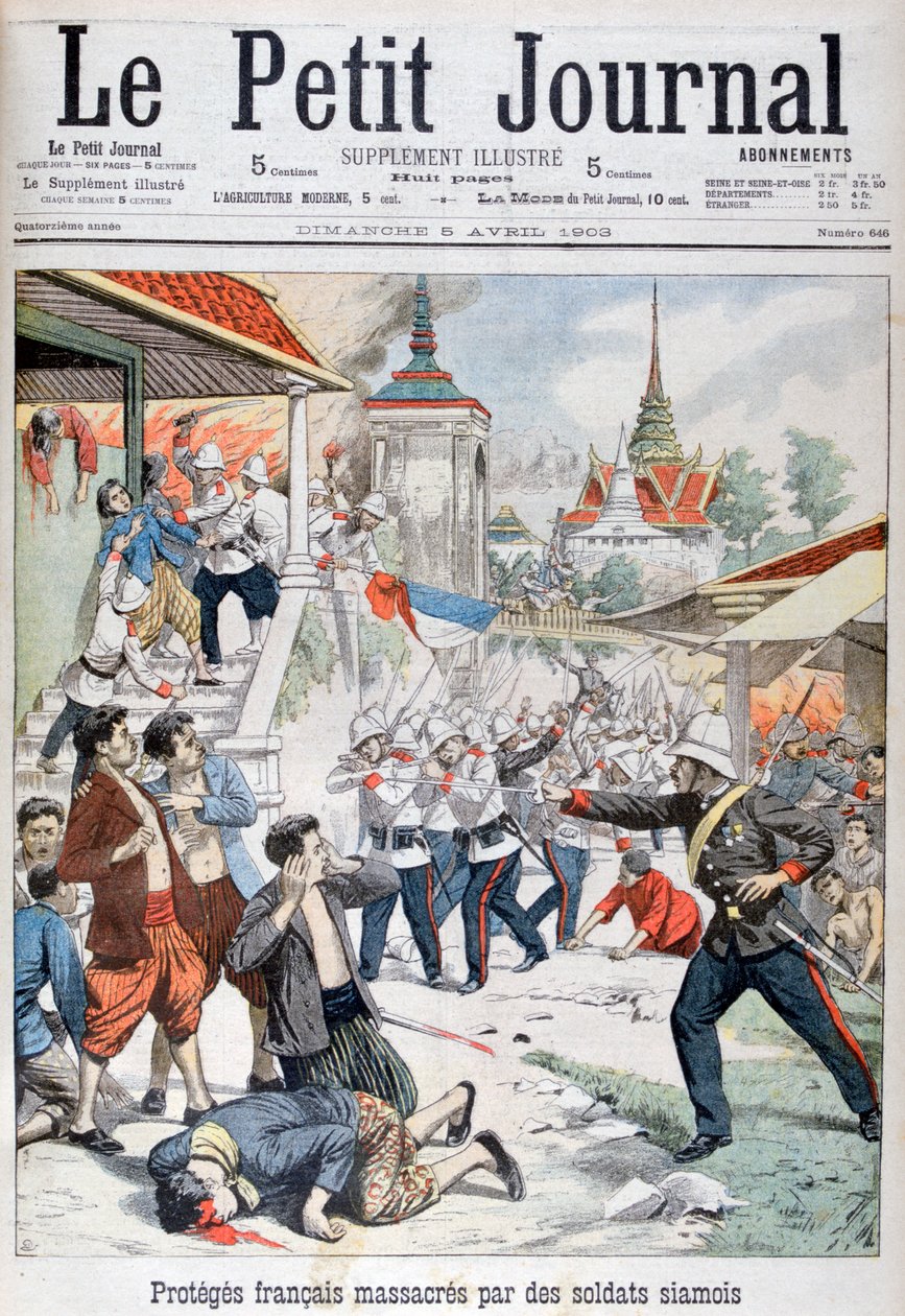Folk under fransk beskyttelse massakreret af siamesiske soldater, Siam, 1903 af Unbekannt
