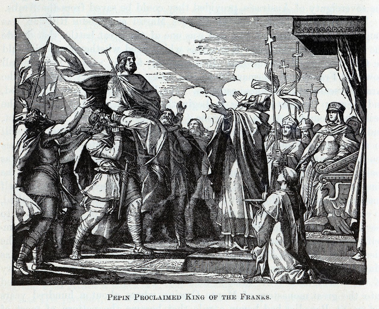 Pepin udråbt til frankernes konge, 1882 af Unbekannt
