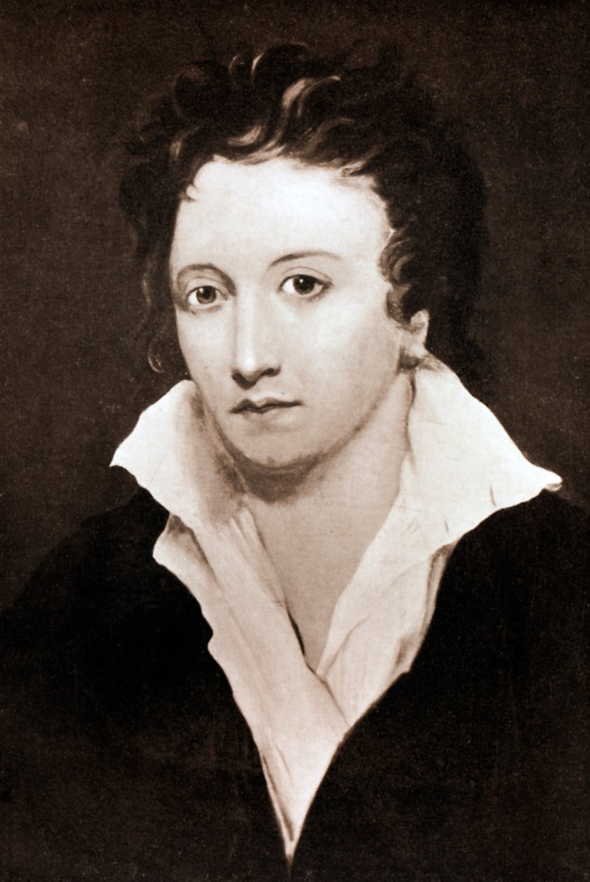 Percy Bysshe Shelley, engelsk romantisk digter, 1800-tallet af Unbekannt