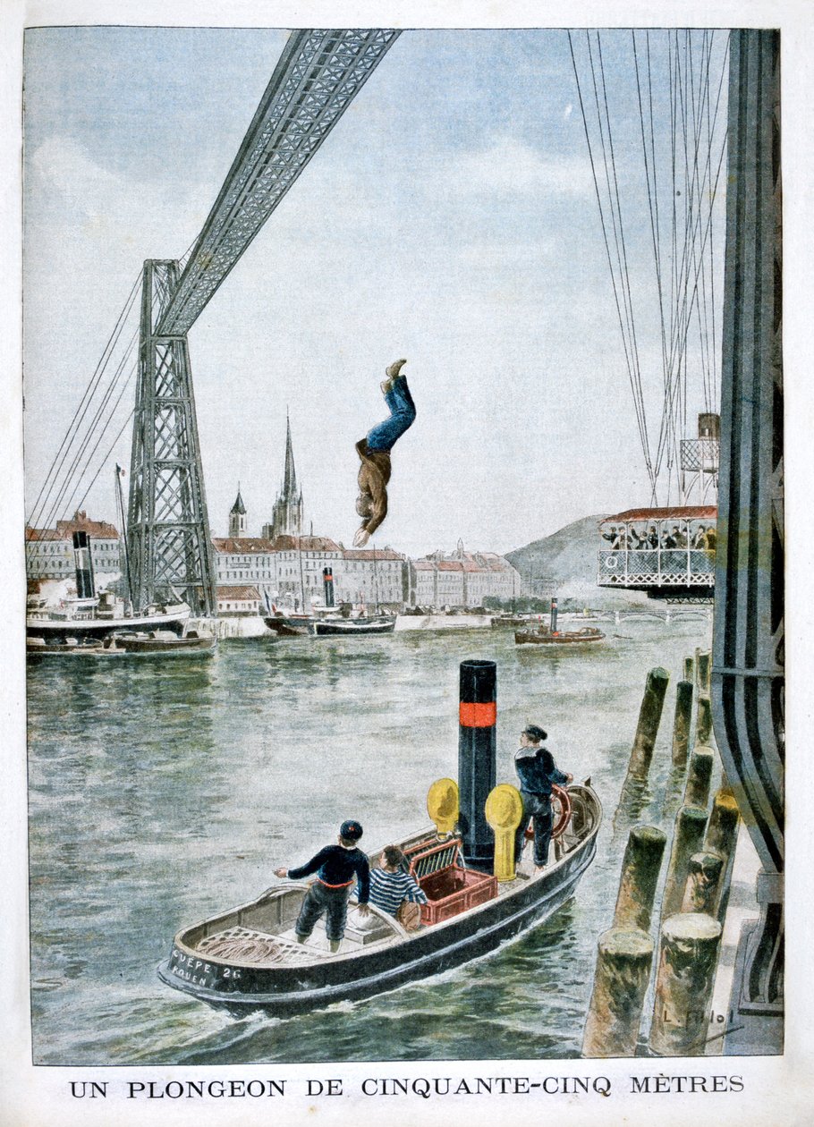 Person styrter 55 meter fra Portside, Rouen, 1901 af Unbekannt