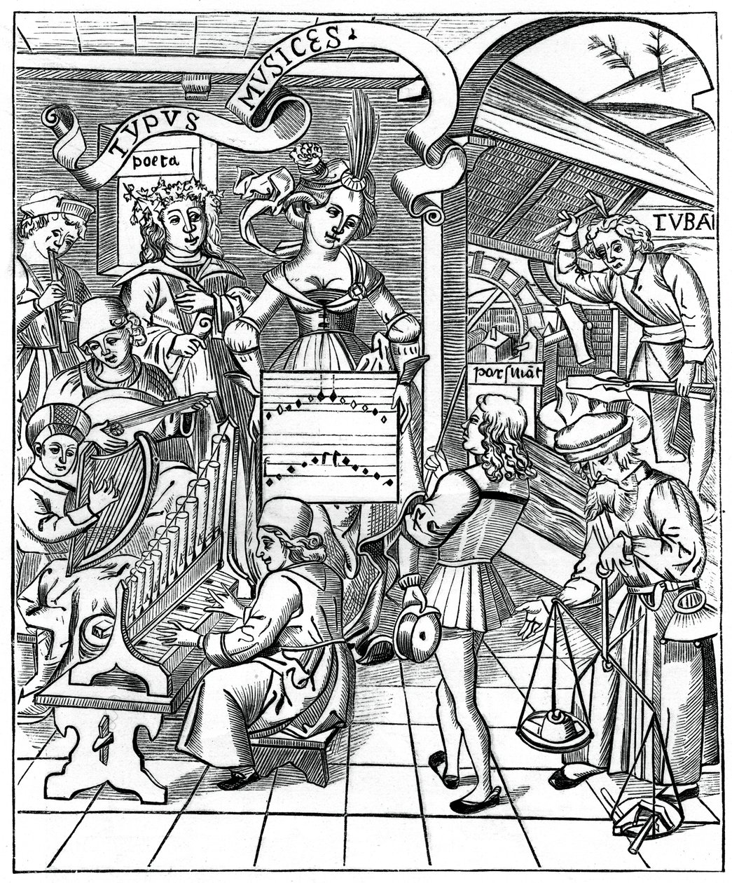 Personificering af musikken, med medhjælperne, digteren og musikerne, 1508, 1870 af Unbekannt