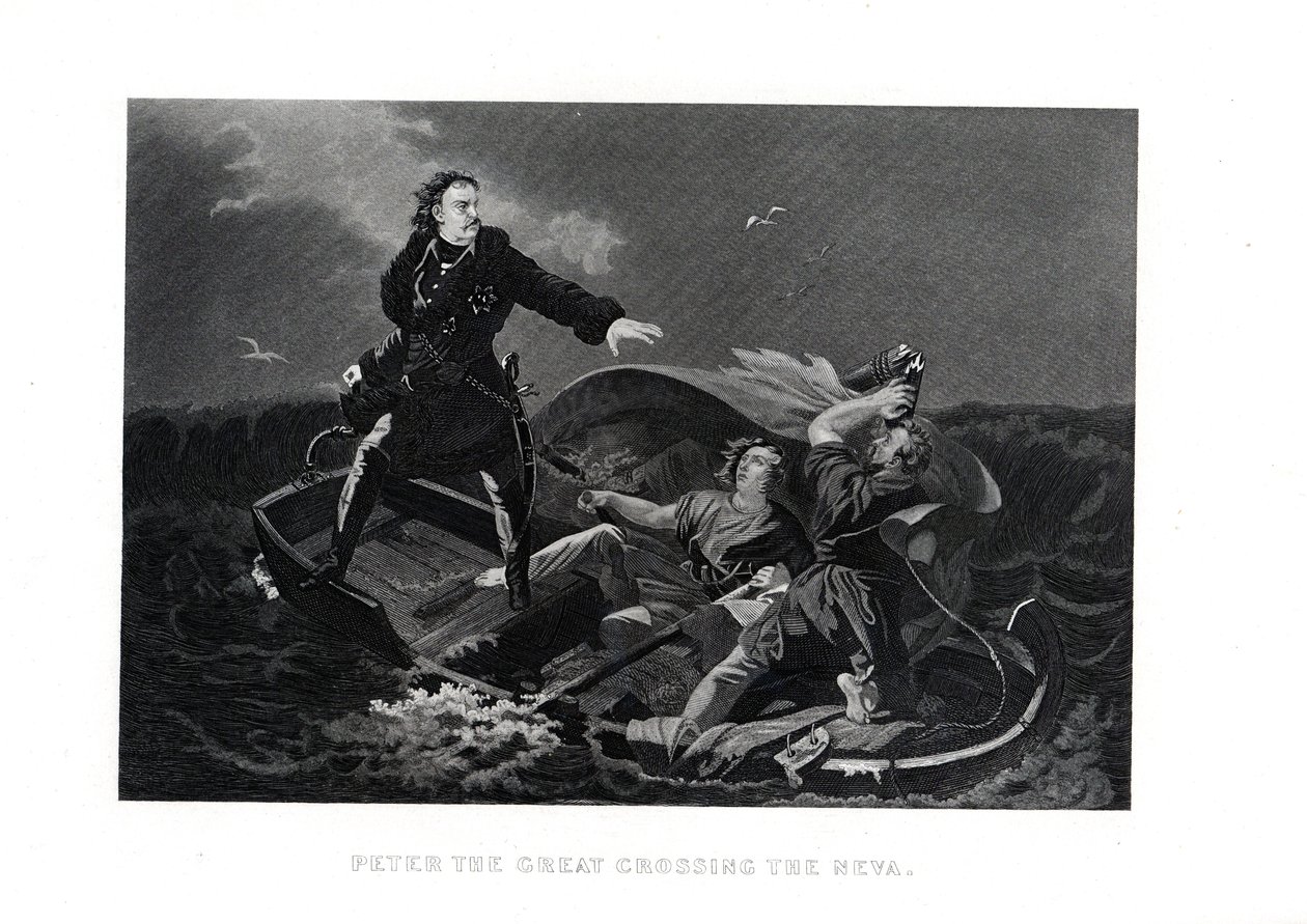 Peter den Store krydser Neva, 1882 af Unbekannt
