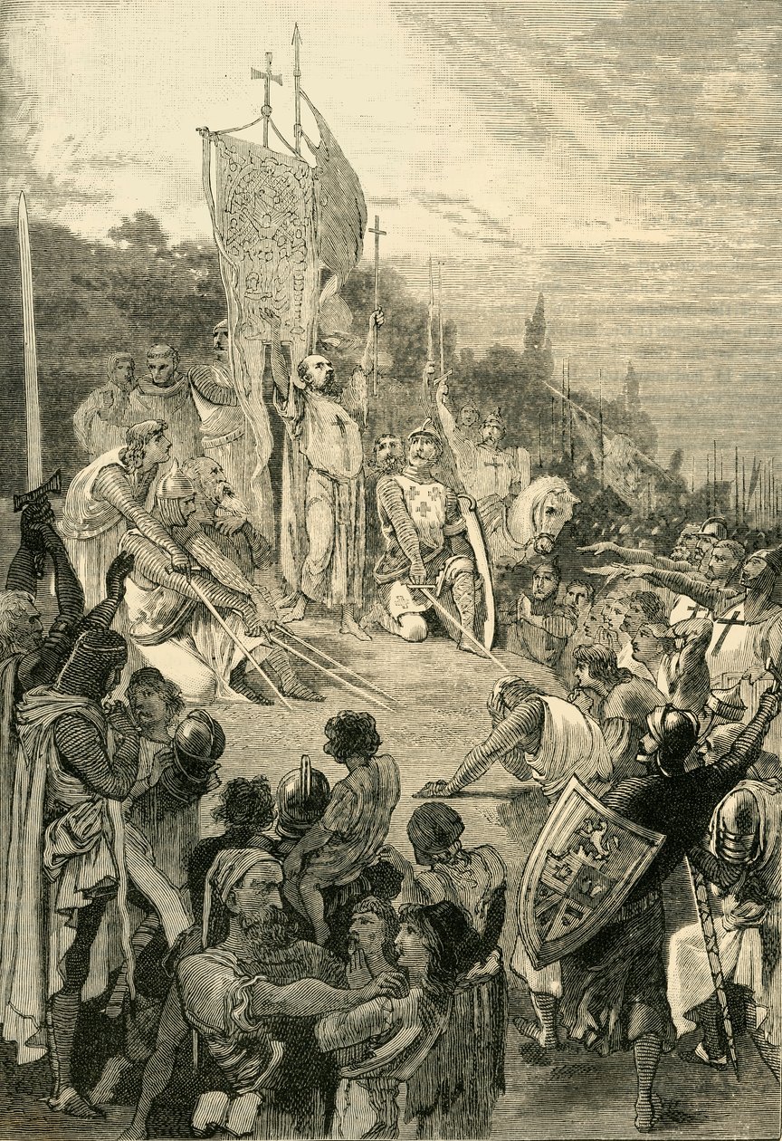 Eremitten Peter prædiker det første korstog, 1095-1099, 1890. af Unbekannt