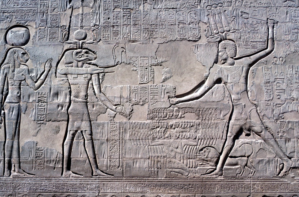 Farao slår sine fjender, Khnum-templet, ptolemæiske og romerske perioder af Unbekannt