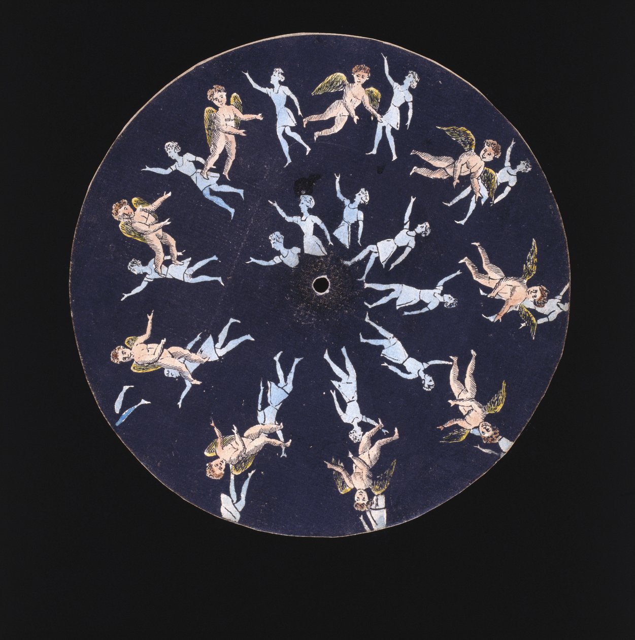 Phenakistiscope (Phenakistoscope) disk viser en amor og to piger, c 1830 af Unbekannt