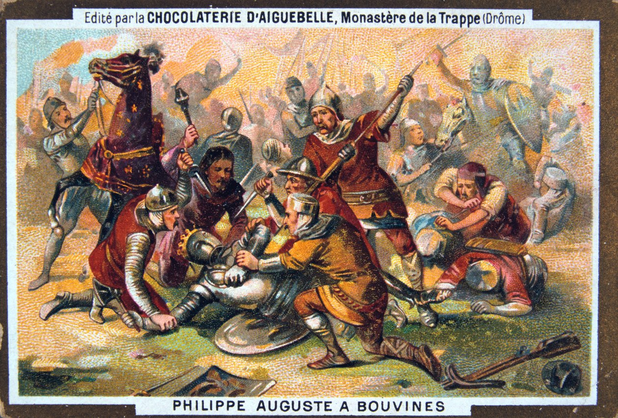 Philippe Auguste ved slaget ved Bouvines, 1214, 1800-tallet af Unbekannt