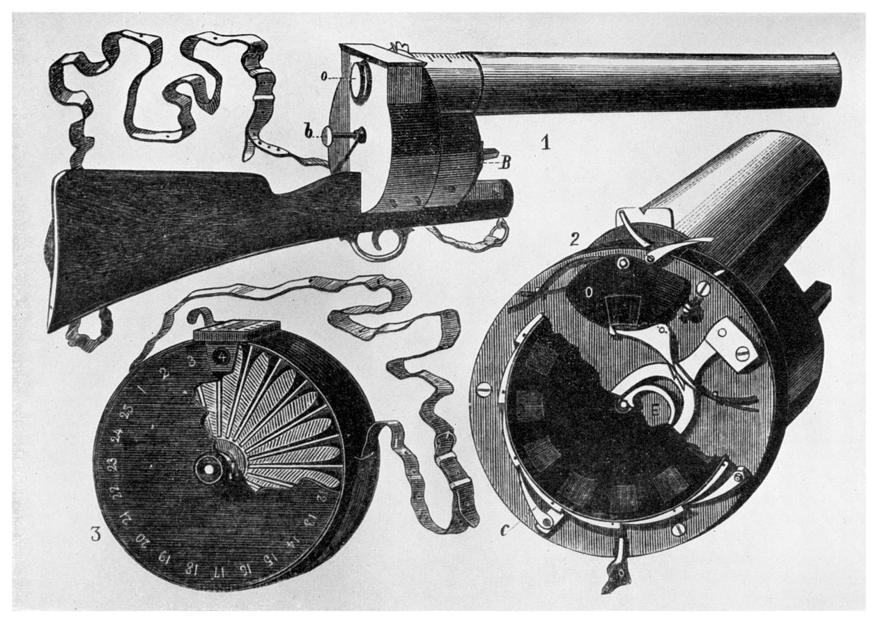 Fotografisk pistol designet af Etienne Jules Marey, 1882 1956 af Unbekannt
