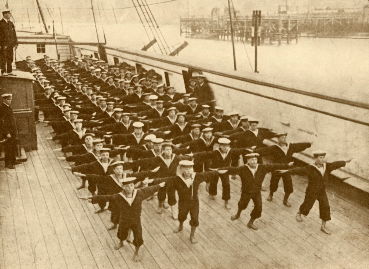 Fysisk øvelse på Arethusa., c1930. af Unbekannt