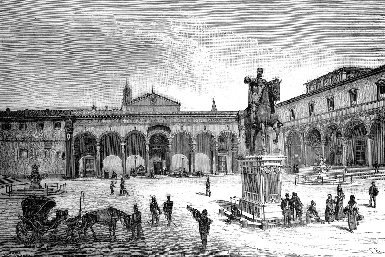 Piazza og kirke Santissima Annunziata, Firenze, Italien, 1882 af Unbekannt