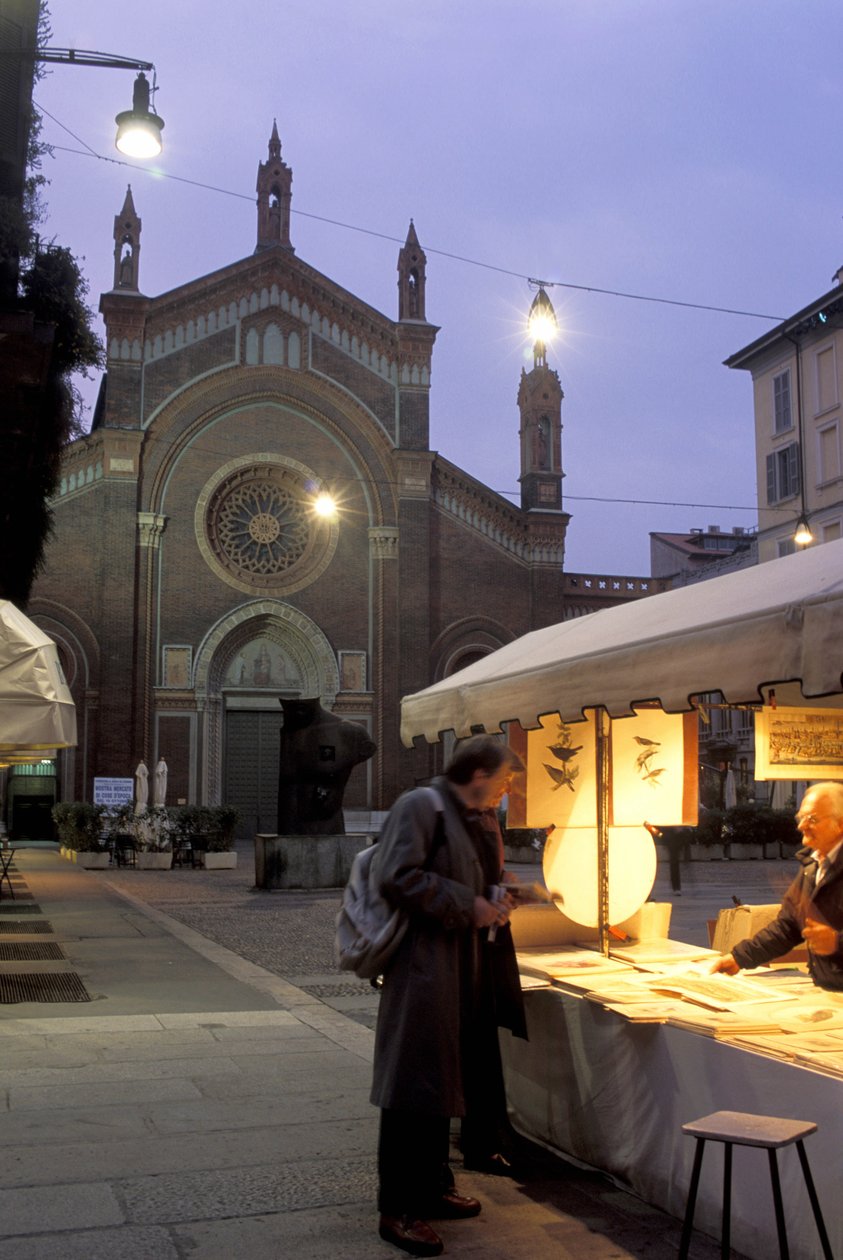 Piazza del Carmine om natten, Milano, Lombardiet, Italien af Unbekannt