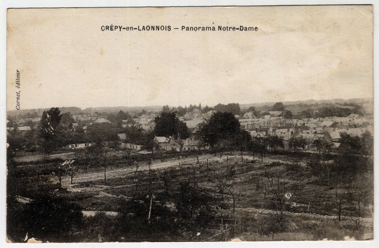 Picardie, Aisne (02), Crepy in Laonnois (Crepy-en-Laonnois): panorama af Notre-Dame - Postkort slutningen af ​​det 19.-begyndelsen af ​​det 20. århundrede af Unbekannt