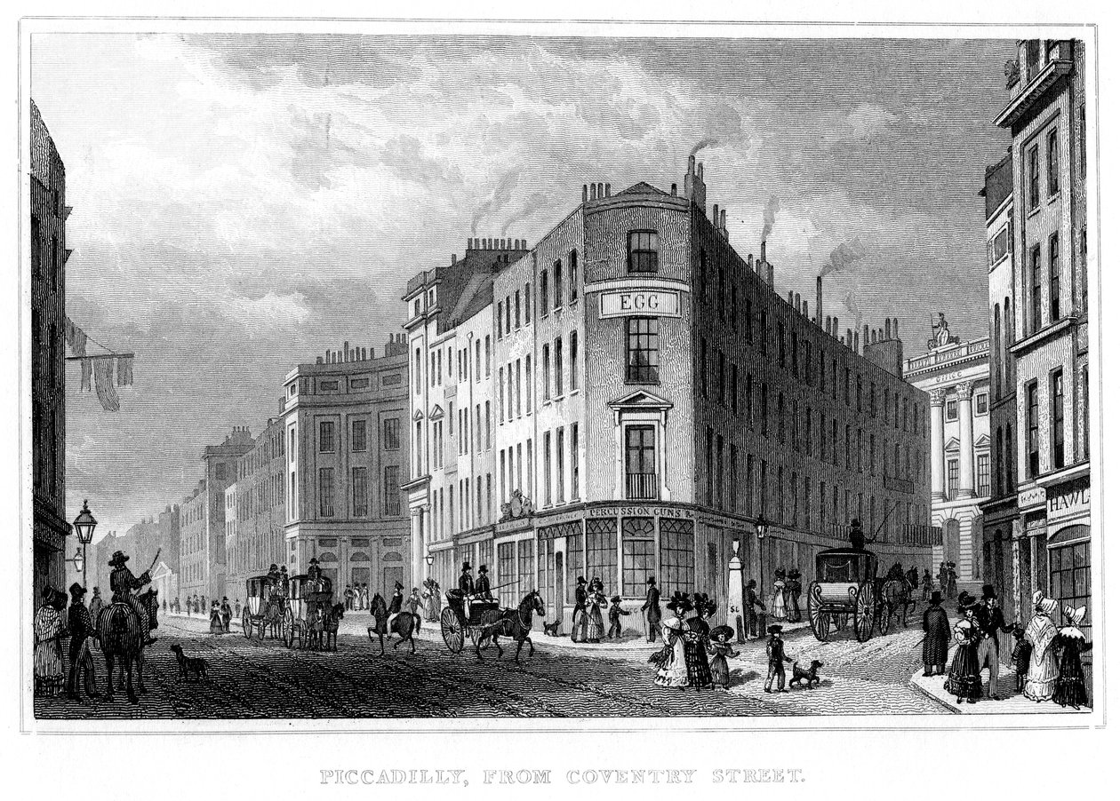 Piccadilly, fra Coventry Street, Westminster, London, 1800-tallet af Unbekannt