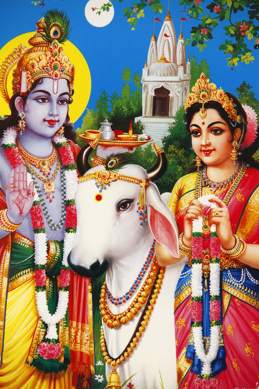 Billede af hinduistiske guder Rada & Krishna Indien af Unbekannt