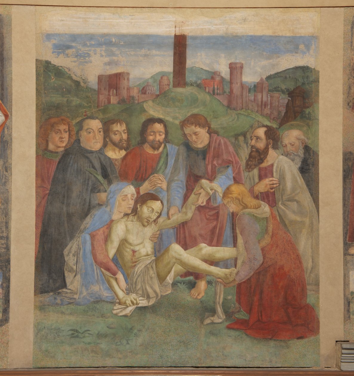 Pieta fresco i Vespucci-kapellet, Ognissanti, Firenze, Italien (foto) af Unbekannt