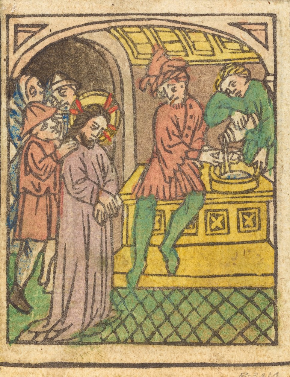 Pilatus vasker sine hænder [recto], ca. 14401450. af Unbekannt