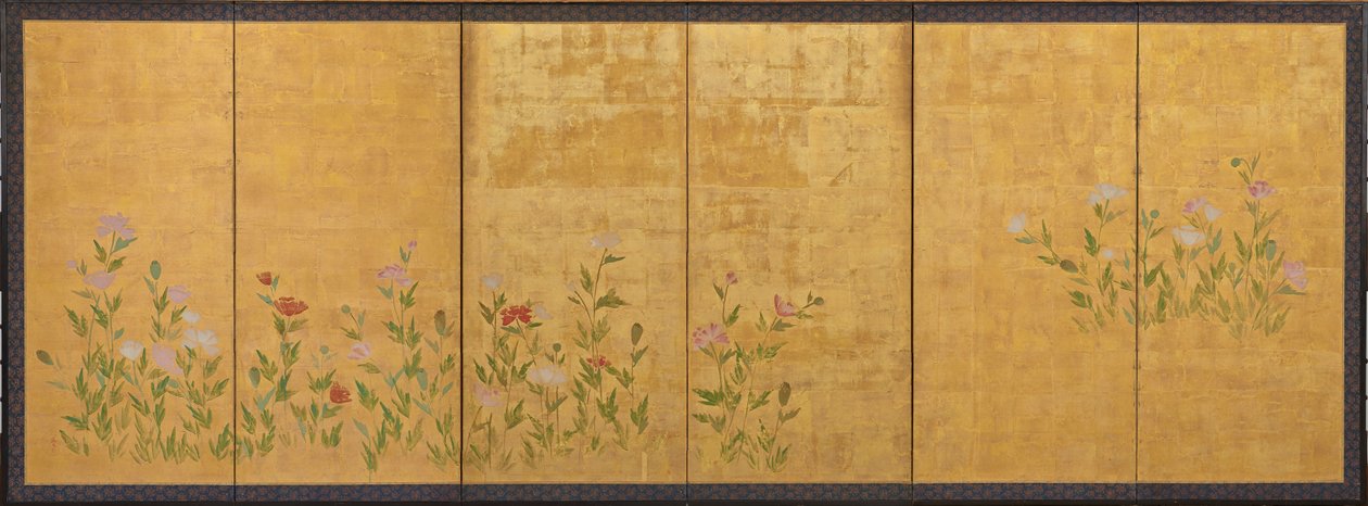 Lyserøde og røde valmuer, Edo-perioden, 1615-1868. af Unbekannt