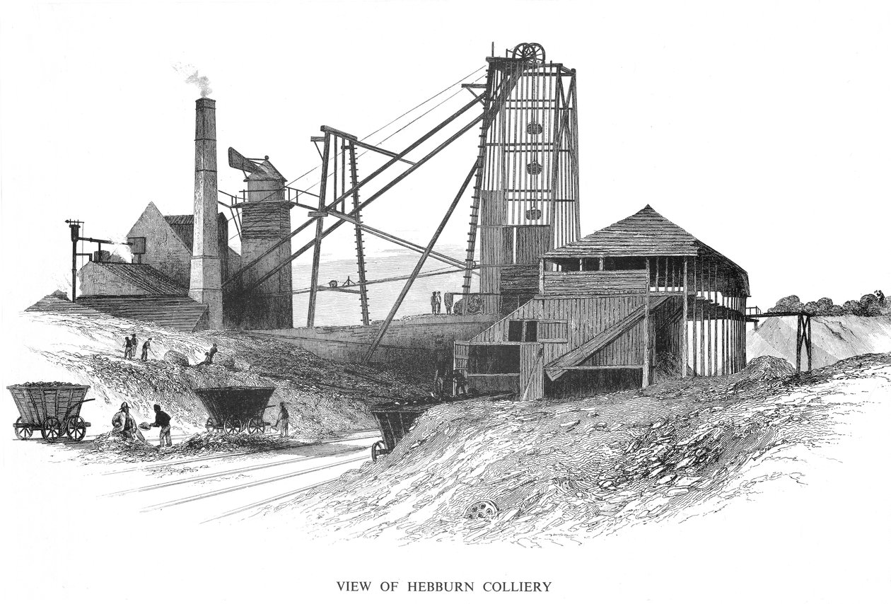 Pithead ved Hebburn Colliery, Newcastle-upon-Tyne-området, 1860 af Unbekannt