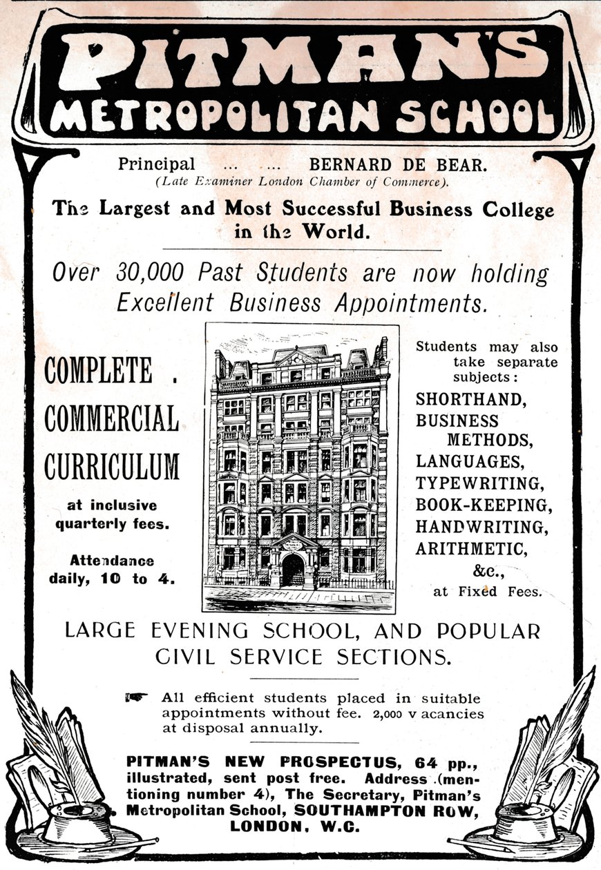 Pitmans Metropolitan School, 1906. af Unbekannt