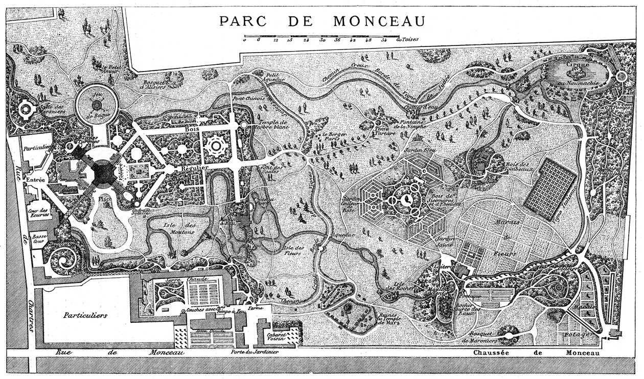 Plan af Monceau Park, Paris, 1778, 1885 af Unbekannt