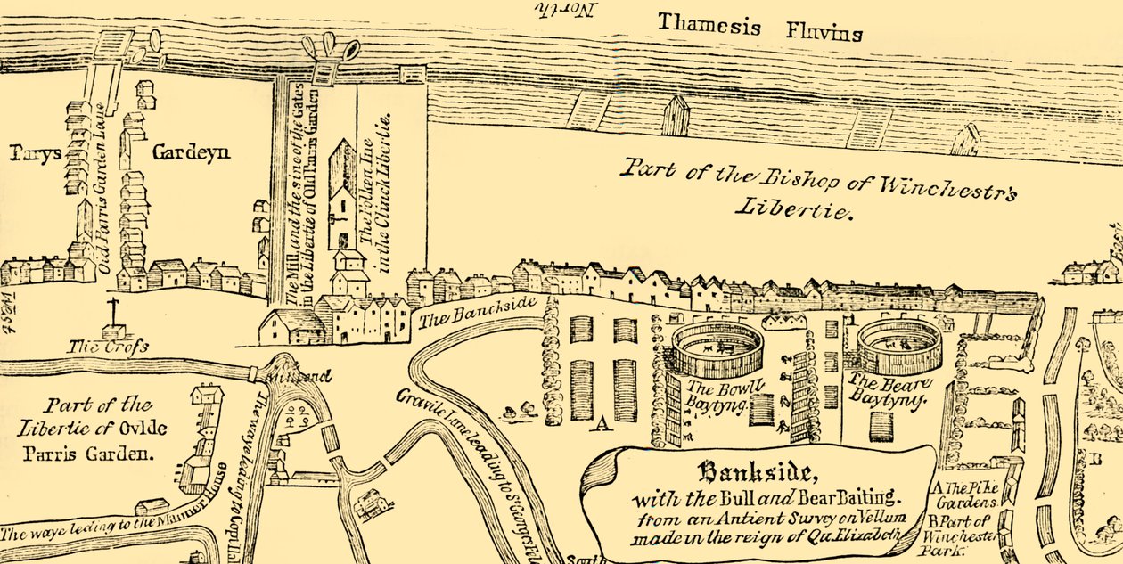 Plan over Bankside, tidligt i det syttende århundrede, c1878. af Unbekannt