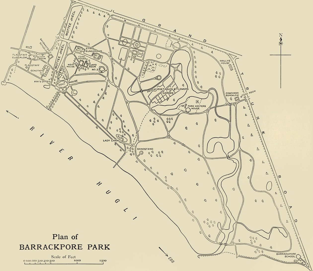 Plan over Barrackpore Park, 1925. af Unbekannt