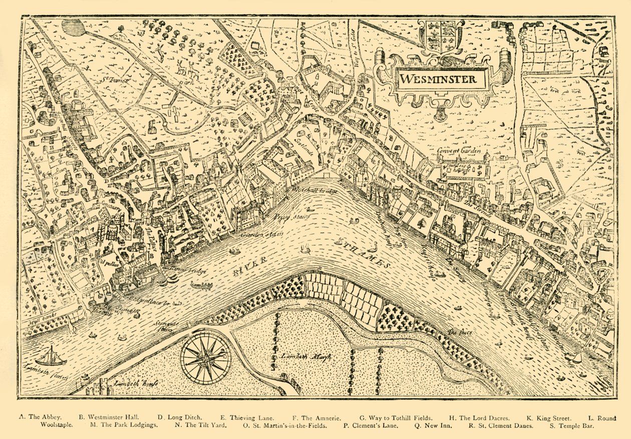 Westminster plan. Fra Nordens Survey, taget i Dronning Elizabeths regeringstid, 1593, 1881. af Unbekannt