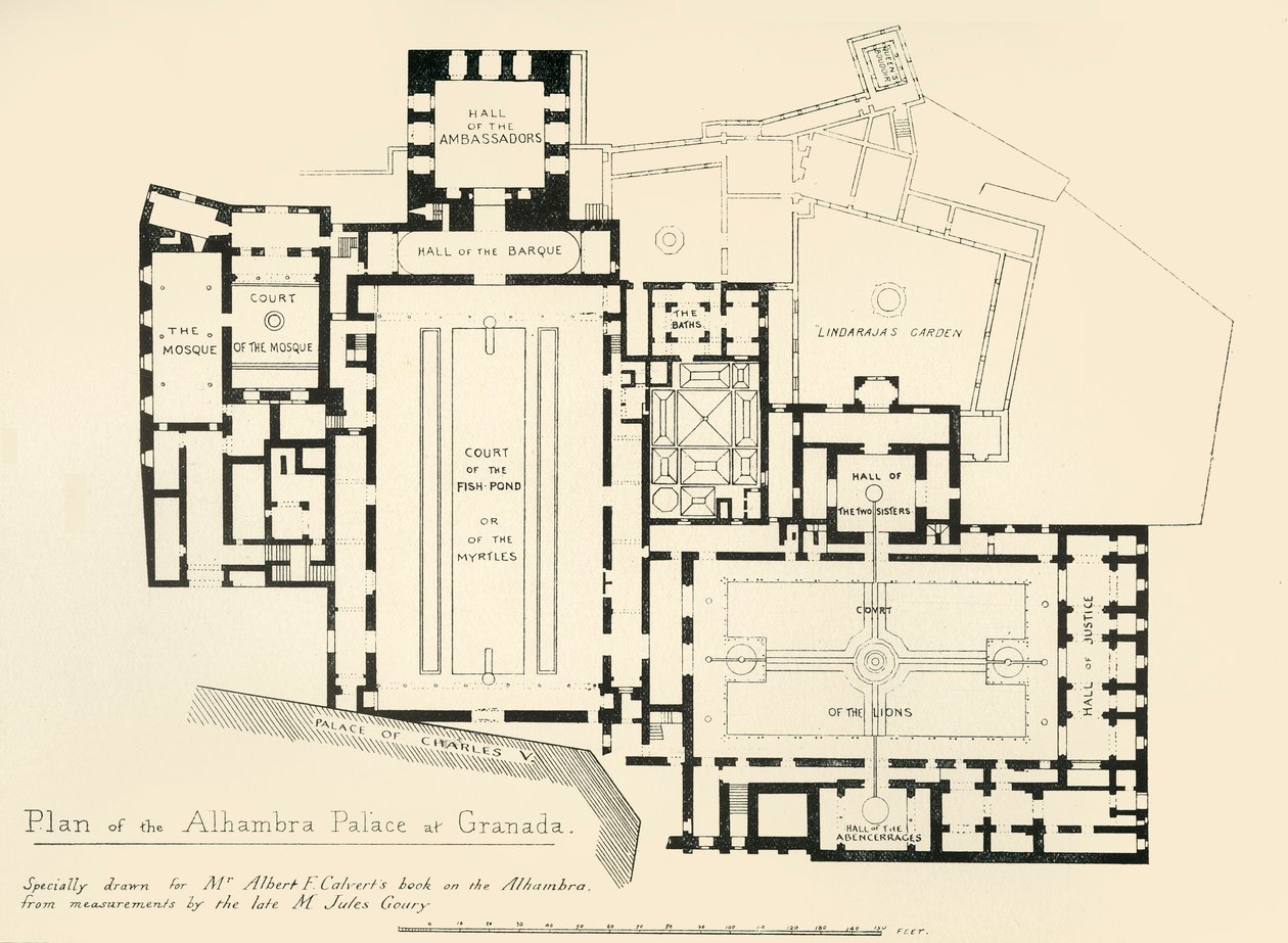 Plan over Alhambra-paladset i Granada, 1800-tallet, 1907. af Unbekannt