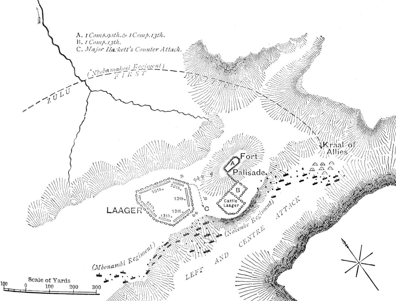 Plan for slaget ved Kambula, 29. marts 1879, c1880 af Unbekannt