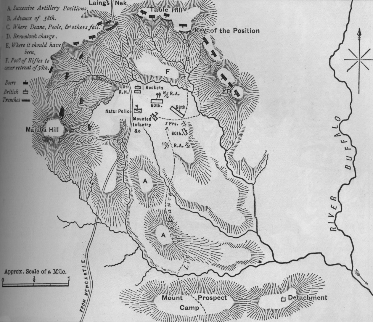 Plan for slaget ved Laings Nek 28. januar 1881, c1880