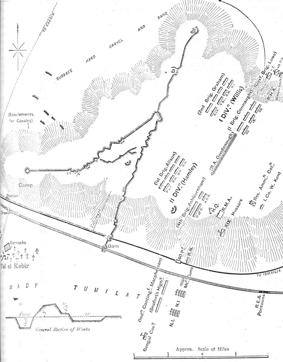 Plan for slaget ved Tel-El-Kebir, 13. september 1882, c1882. af Unbekannt