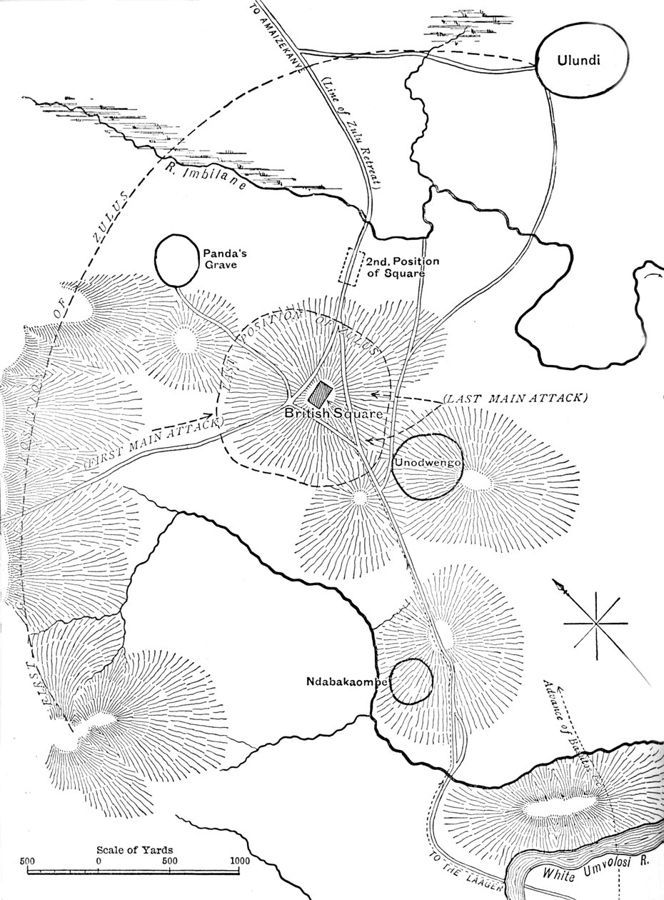 Plan for slaget ved Ulundi, 4. juli 1879, c1880 af Unbekannt