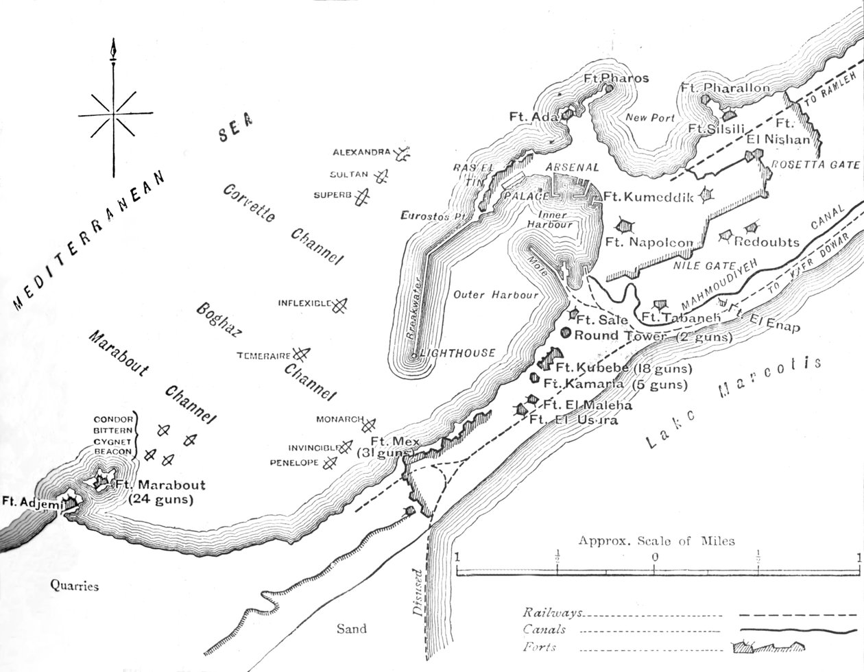 Plan for bombardementet af Alexandria, 11. juli 1882, c1882 af Unbekannt
