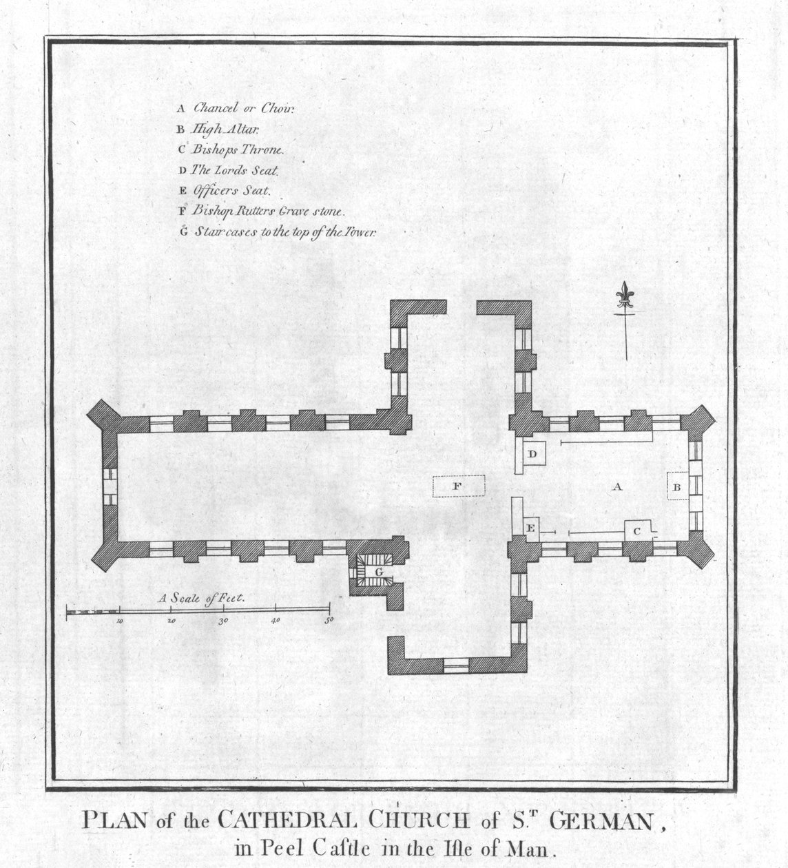 Plan over katedralkirken St. German, slutningen af 1700-tallet af Unbekannt