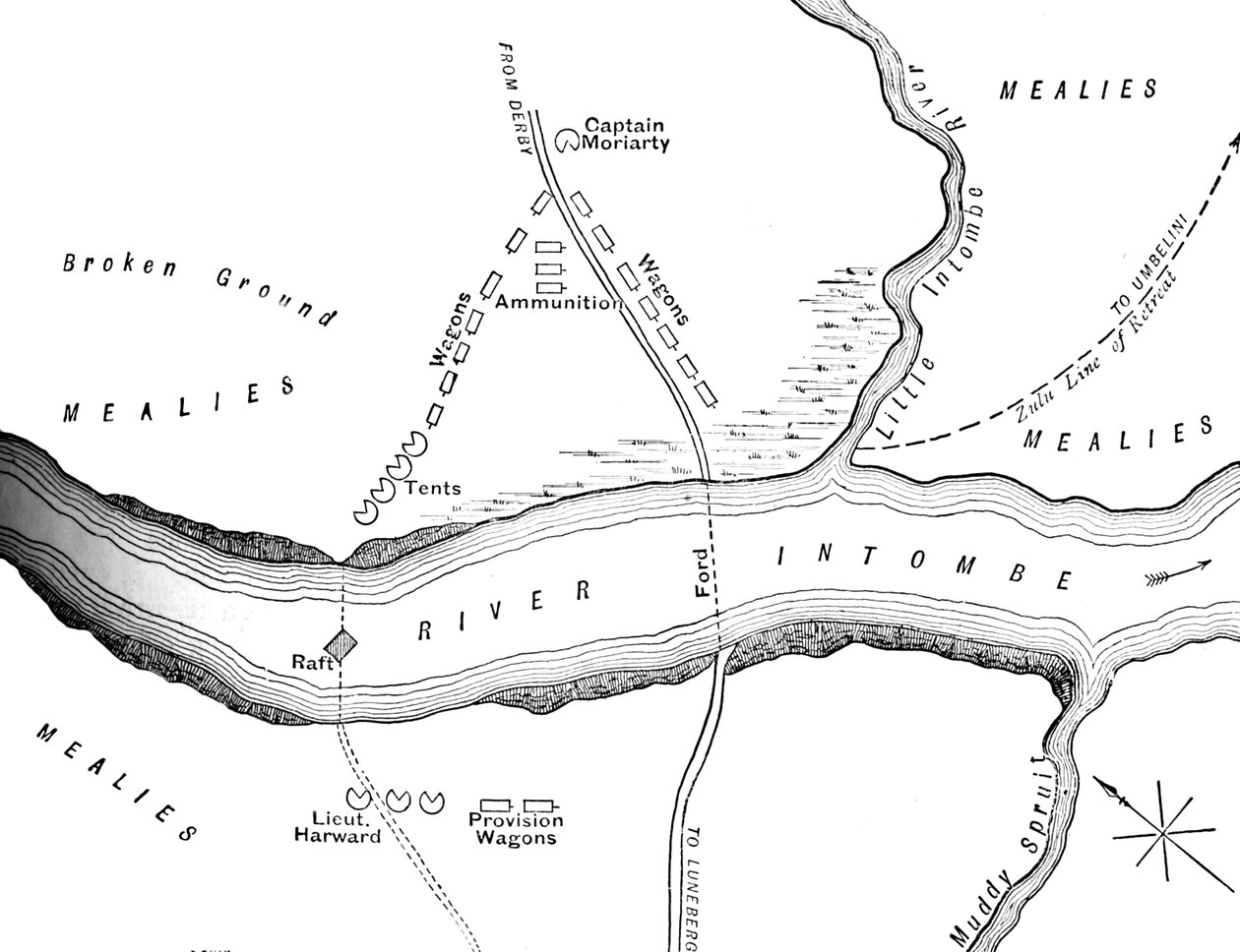 Plan for katastrofen på Intombe-floden 12. marts 1879, c1880 af Unbekannt