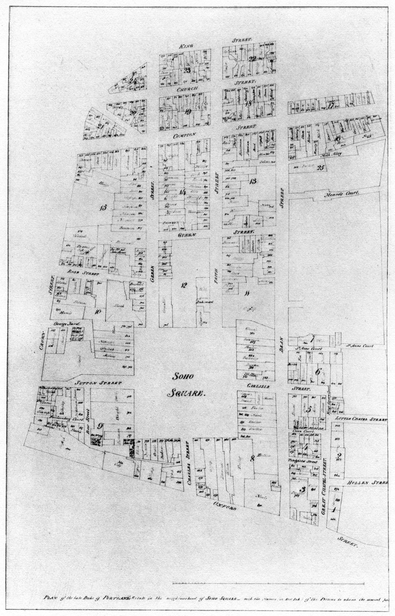 Plan over Duke of Portlands ejendom, Soho Square, London, 1907 af Unbekannt