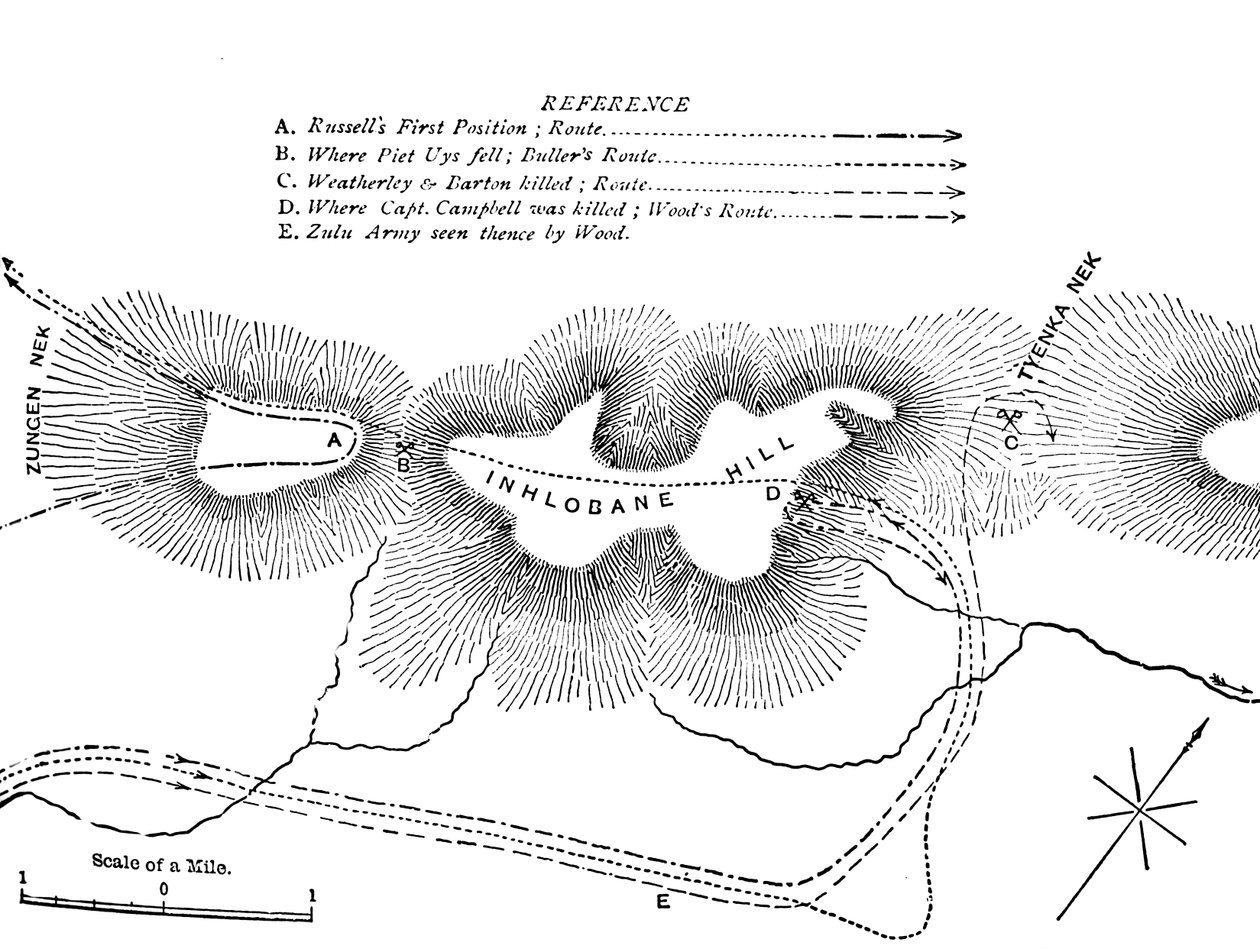 Plan for kampen på Inhlobane-bjerget, 28. marts 1979, c1880 af Unbekannt